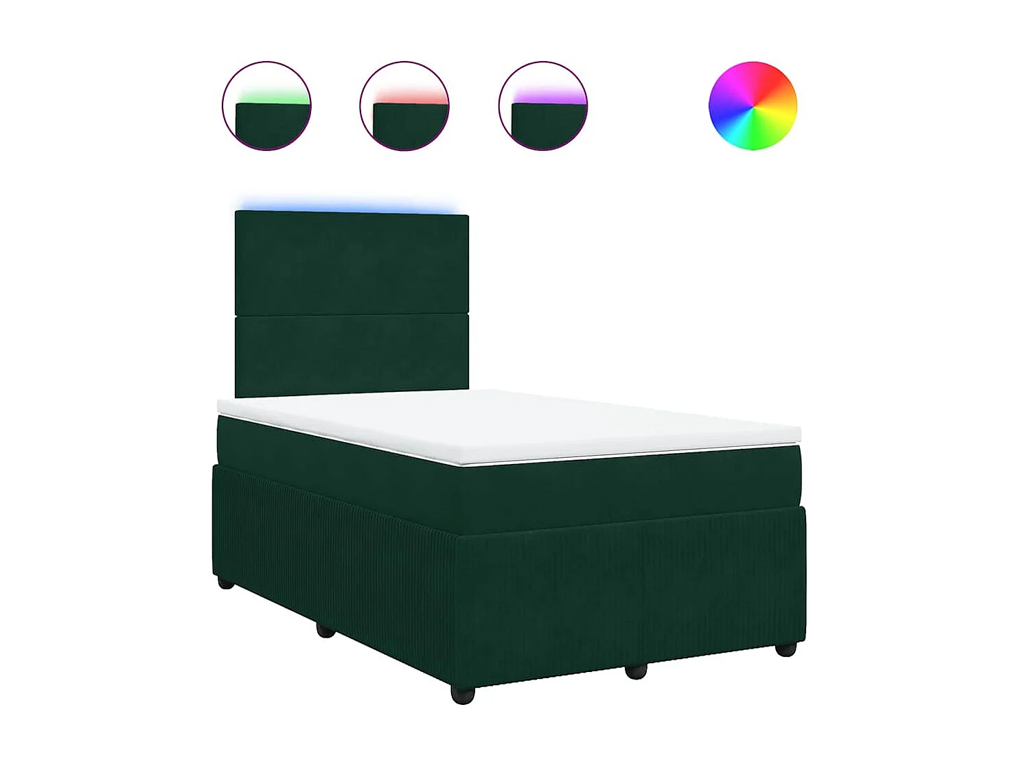 Cama box spring con colchón terciopelo verde oscuro 120x200 cm