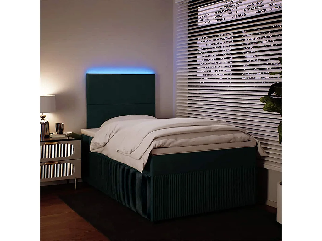Cama box spring con colchón terciopelo verde oscuro 120x200 cm