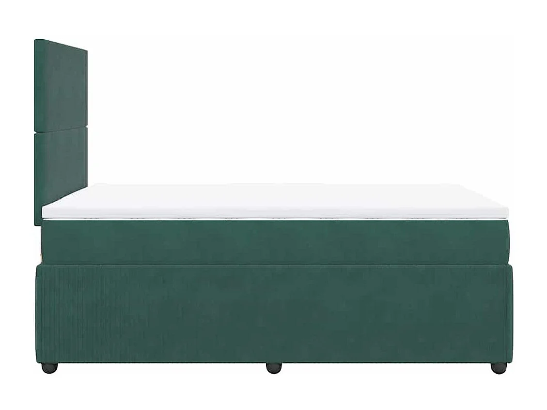 Cama box spring con colchón terciopelo verde oscuro 120x200 cm