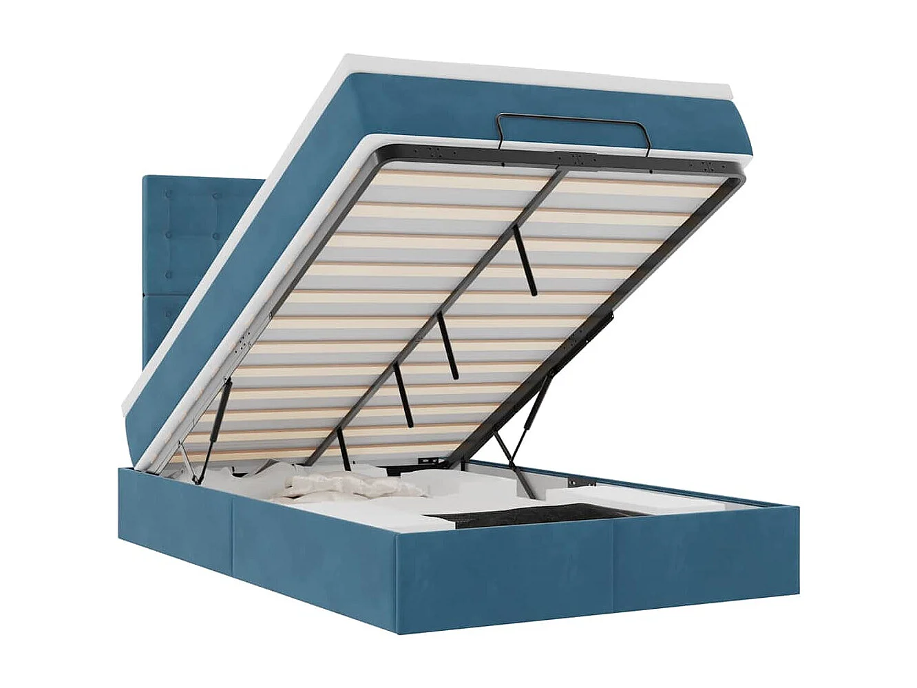 Ottoman bed met matrassen 120x200cm fluweel donkerblauw