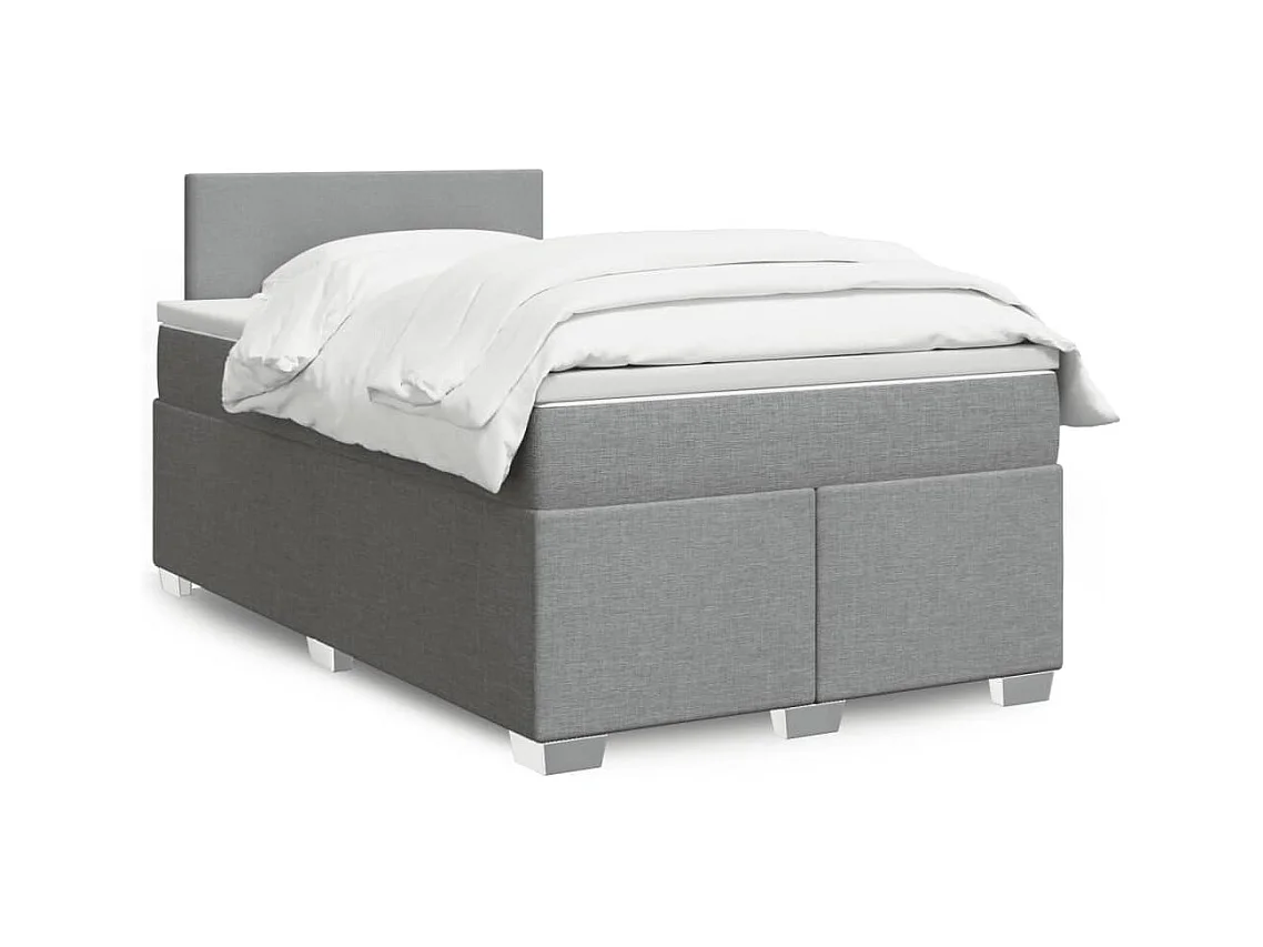 Boxspringbett mit Matratze Hellgrau 120x190 cm Stoff