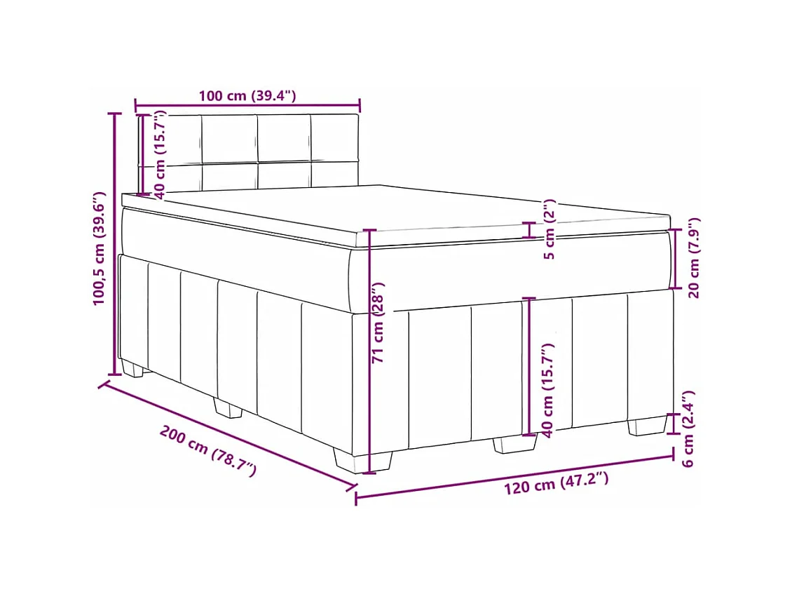Boxspring met matras stof donkerbruin 120x200 cm