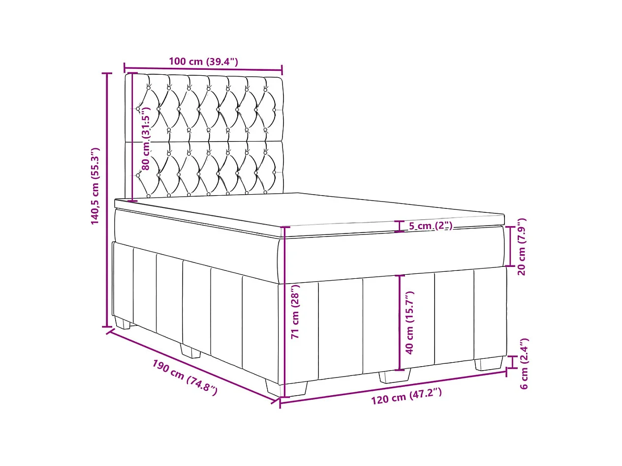 Boxspringbett mit Matratze Dunkelgrau 120x190 cm Stoff