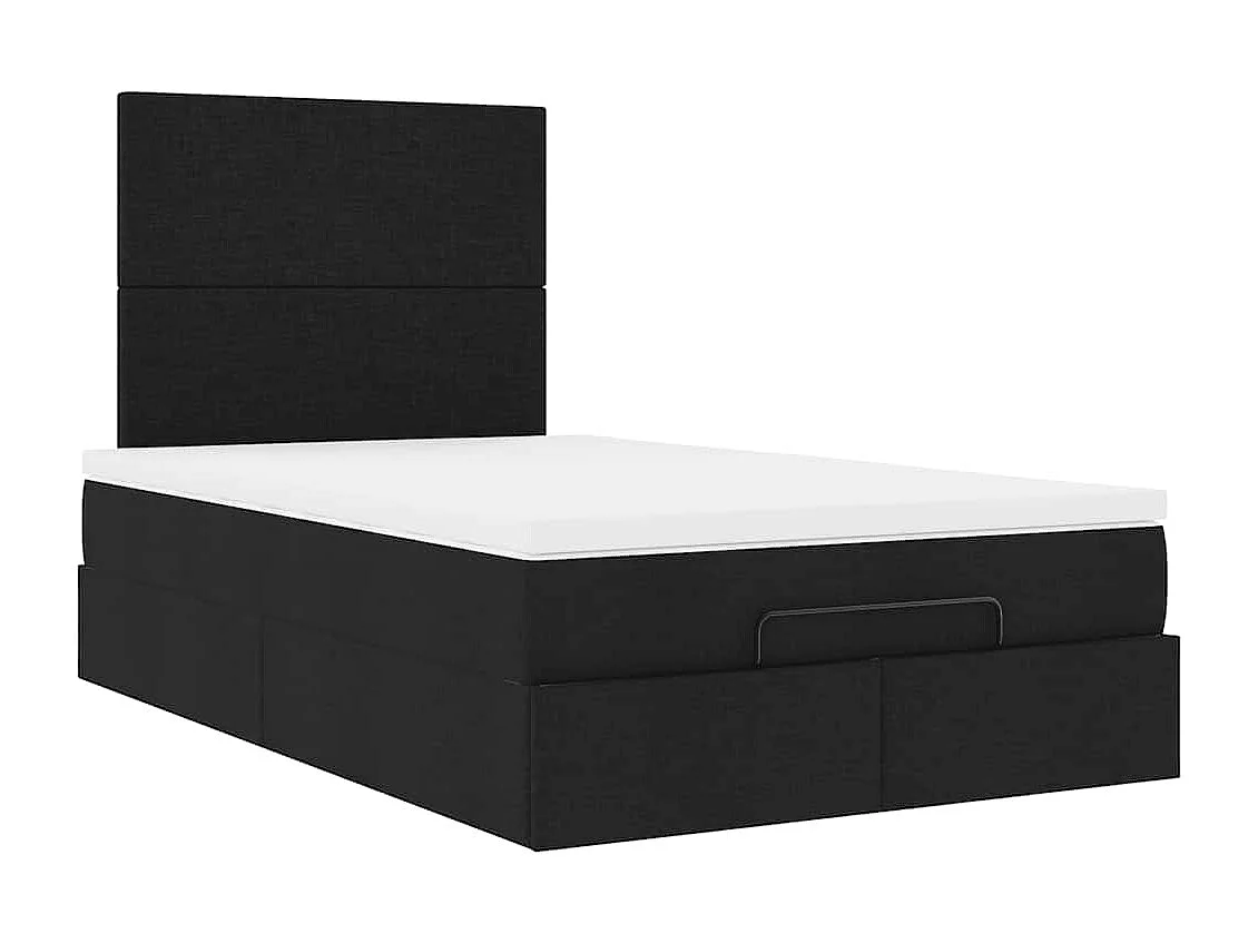 moldura de cama síriaXL otomana com colchão preto tecido