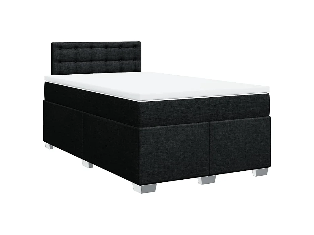 Cama box spring con colchón tela negro 120x200 cm