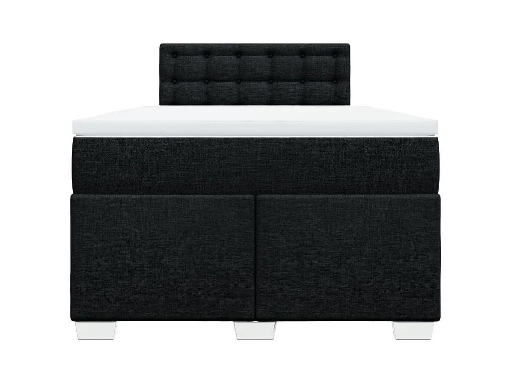 Cama box spring con colchón tela negro 120x200 cm