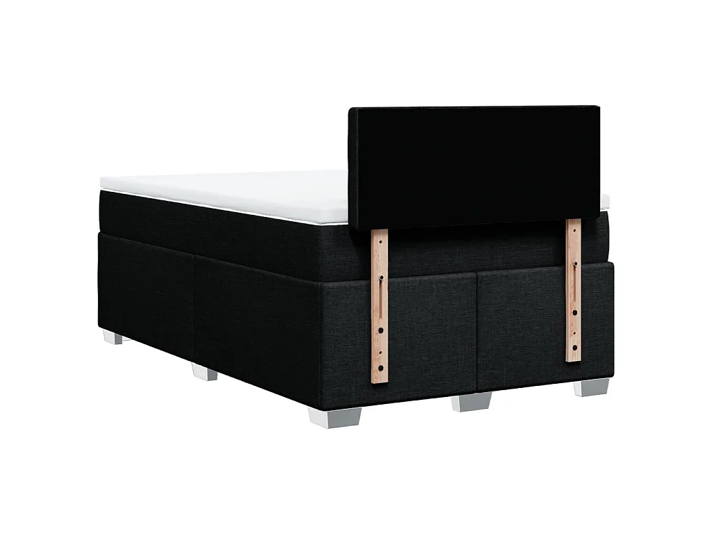 Cama box spring con colchón tela negro 120x200 cm