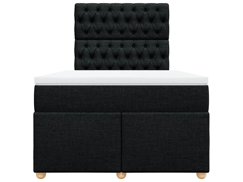 Cama box spring con colchón tela negro 120x200 cm