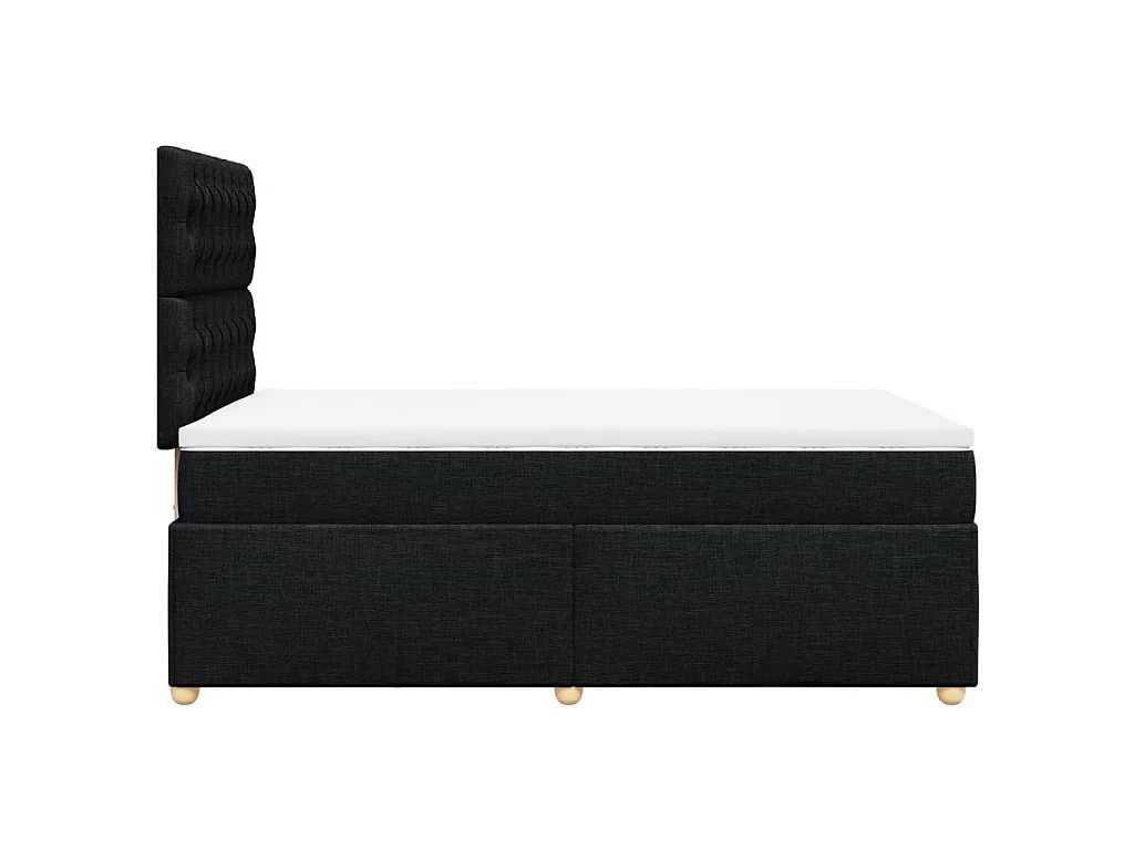 Cama box spring con colchón tela negro 120x200 cm