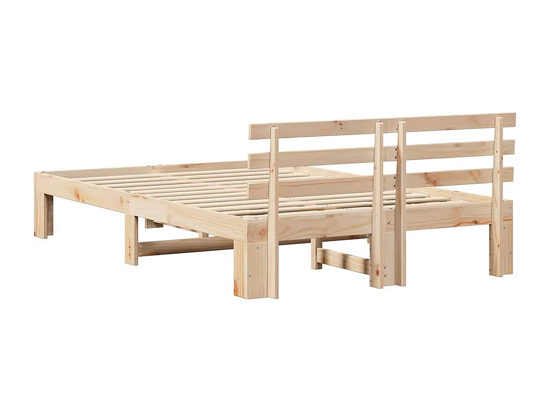 Bedframe met hoofdeinde Naturel 120 x 200 cm Massief grenenhout