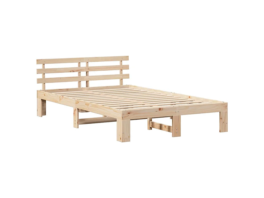Bedframe met hoofdeinde Naturel 120 x 200 cm Massief grenenhout