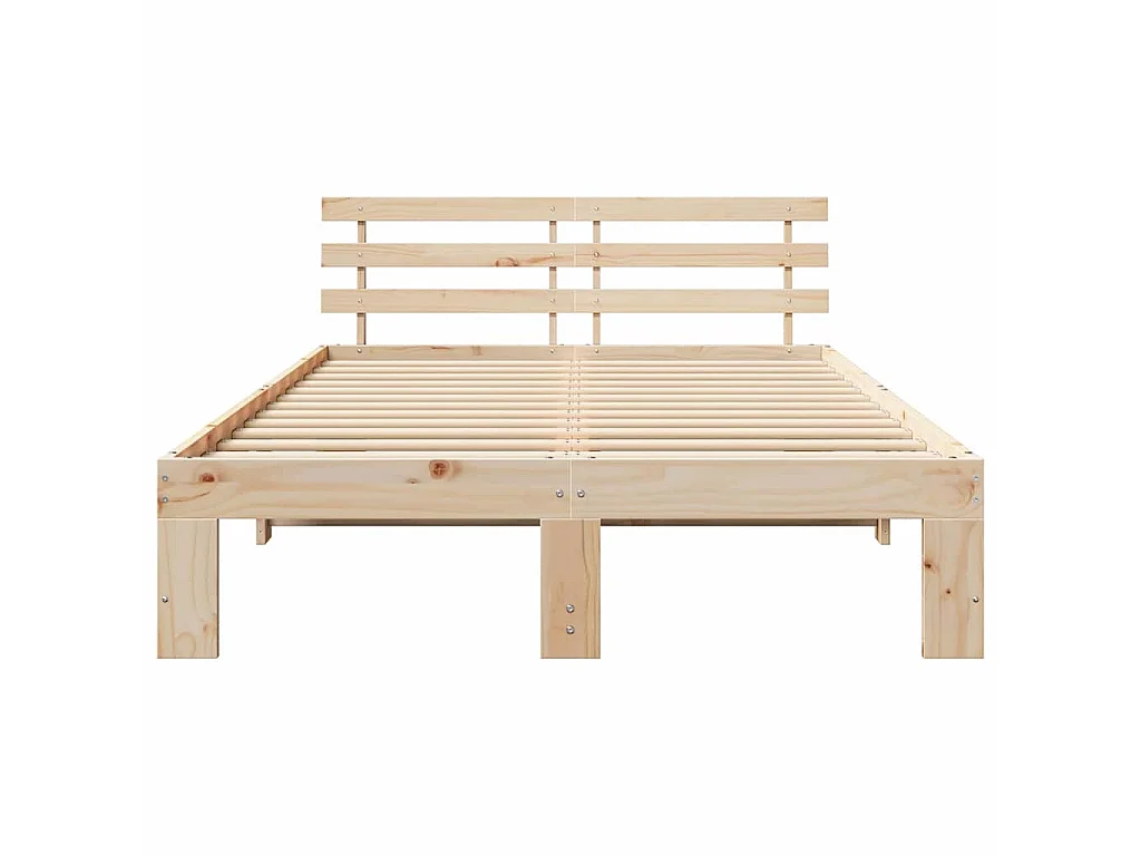 Bedframe met hoofdeinde Naturel 120 x 200 cm Massief grenenhout