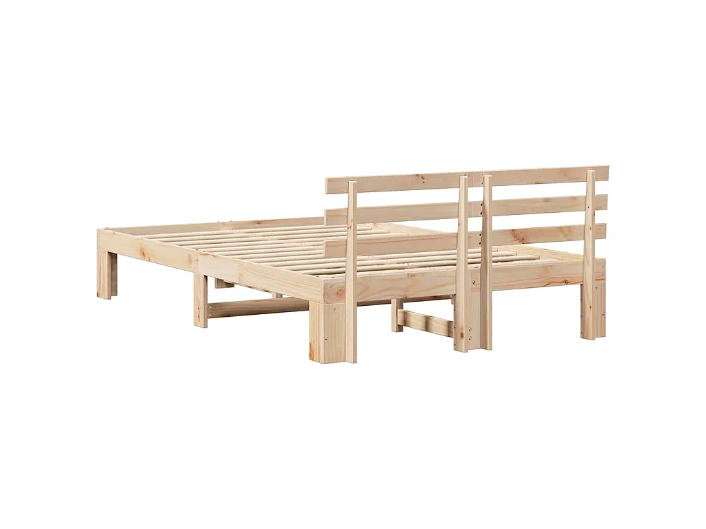Bedframe met hoofdeinde Naturel 120 x 200 cm Massief grenenhout