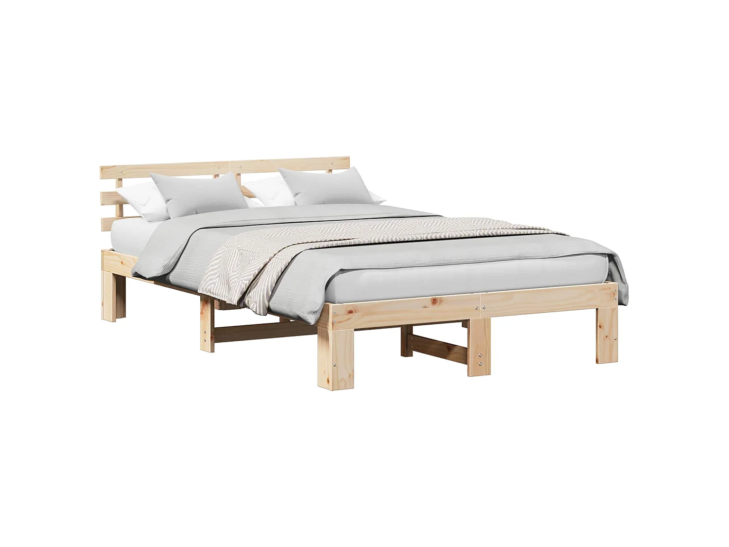 Bedframe met hoofdeinde Naturel 120 x 200 cm Massief grenenhout