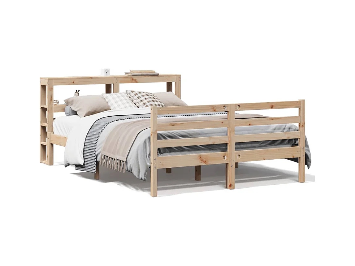 Estructura de cama sin colchón madera maciza de pino 120x190 cm