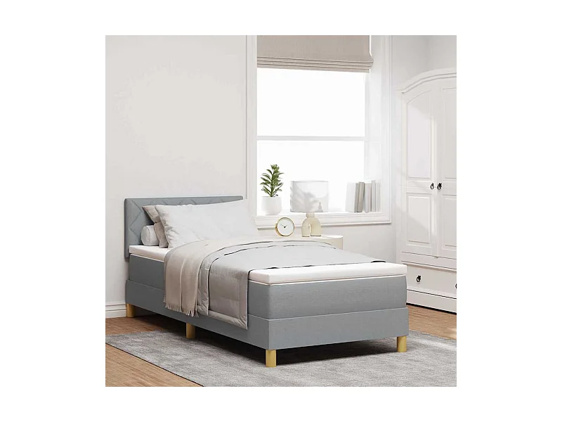Cama box spring com colchão Cinzento-claro 100 x 200 cm tecido