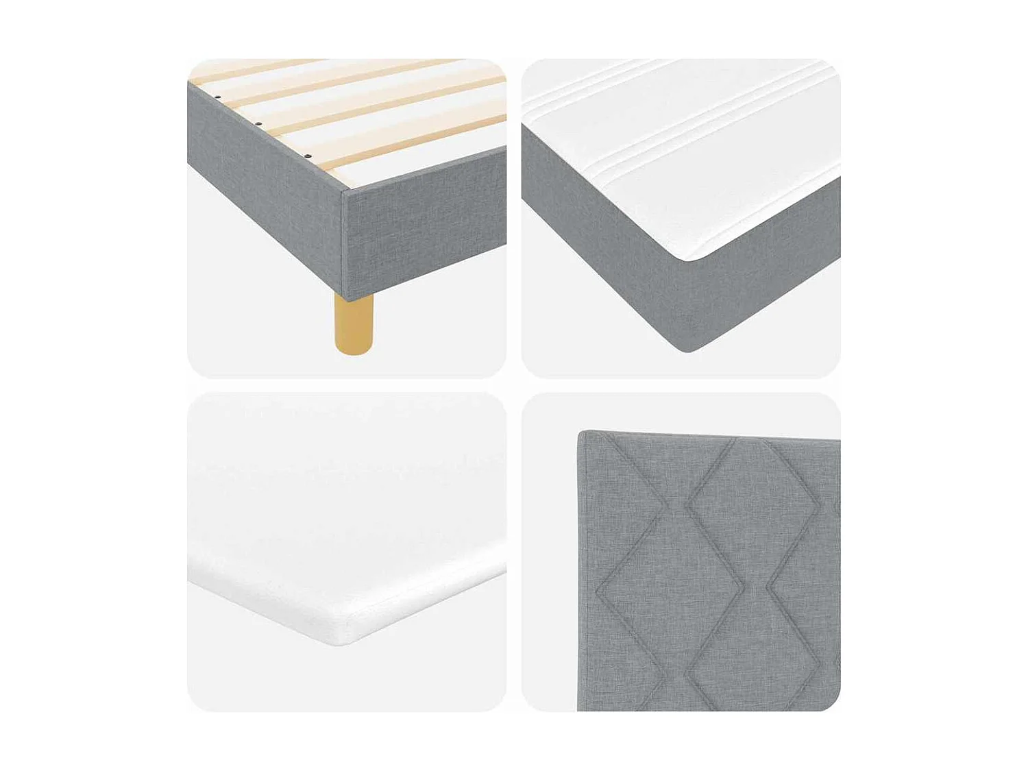 Lit boxspring avec matelas Gris clair 100 x 200 cm tissu
