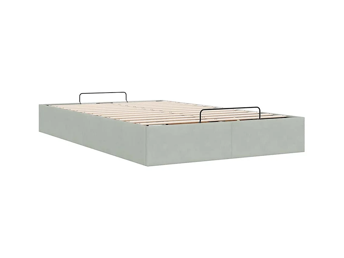 Ottoman-Bett ohne Matratze Hellgrau 120x200 cm Samt