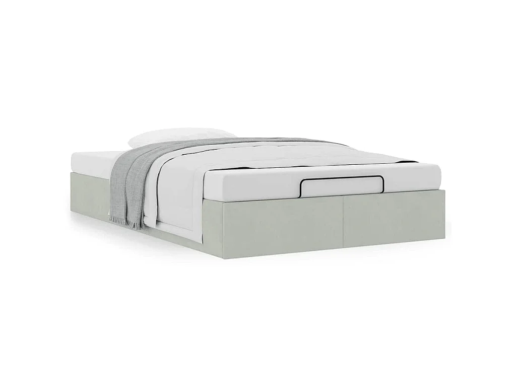 Ottoman-Bett ohne Matratze Hellgrau 120x200 cm Samt