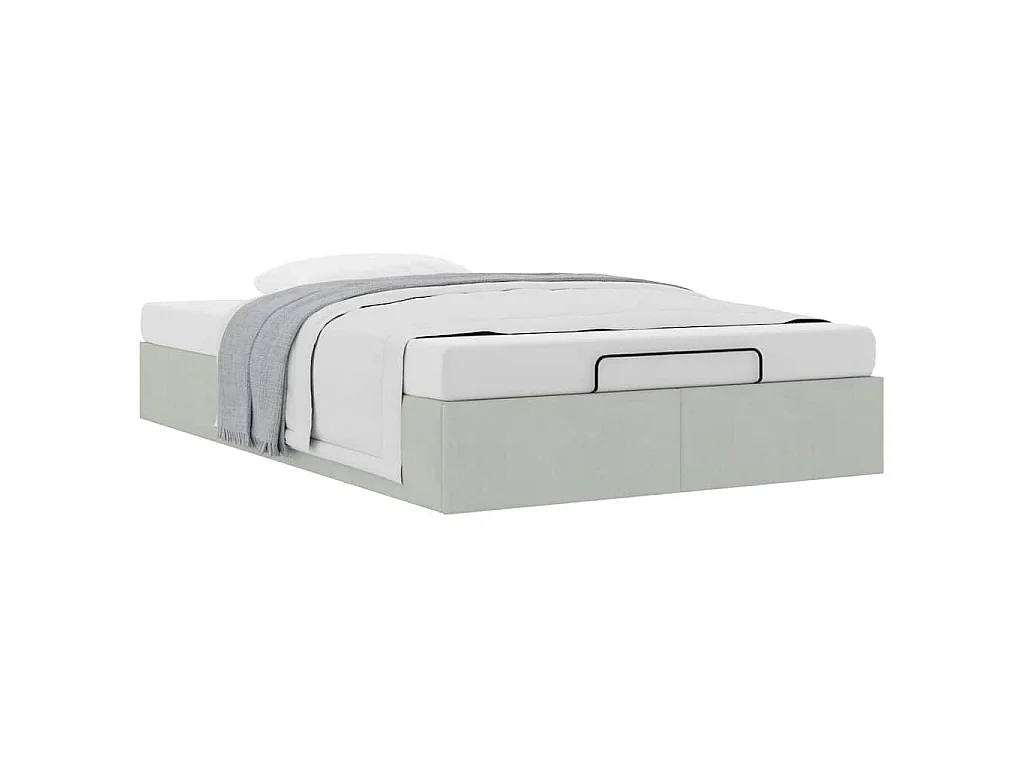 Ottoman-Bett ohne Matratze Hellgrau 120x200 cm Samt