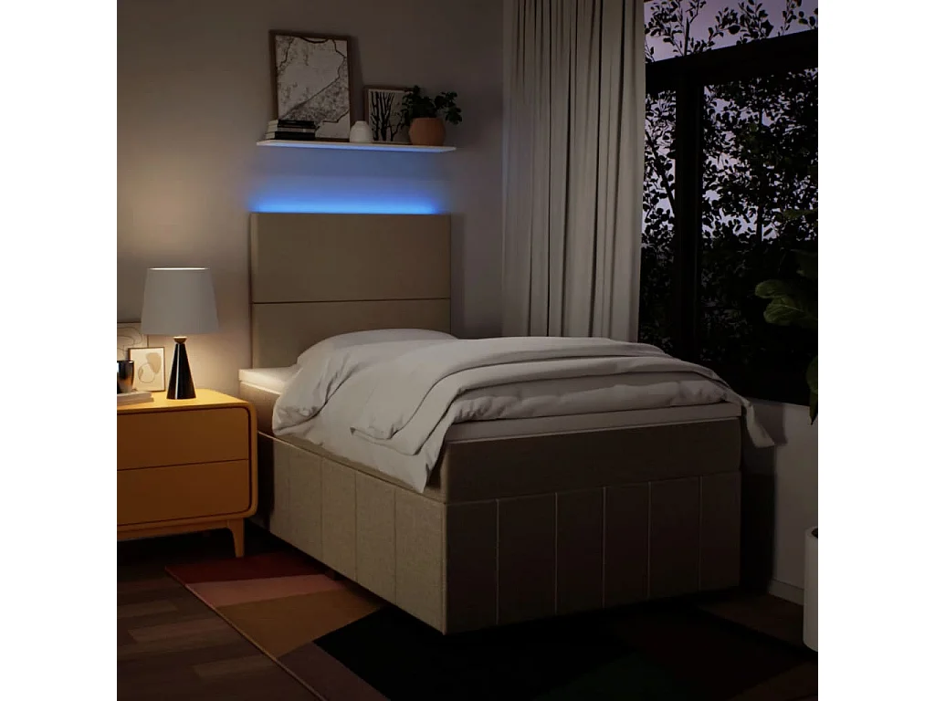 Sommier à lattes de lit avec matelas Crème 120x200 cm Tissu