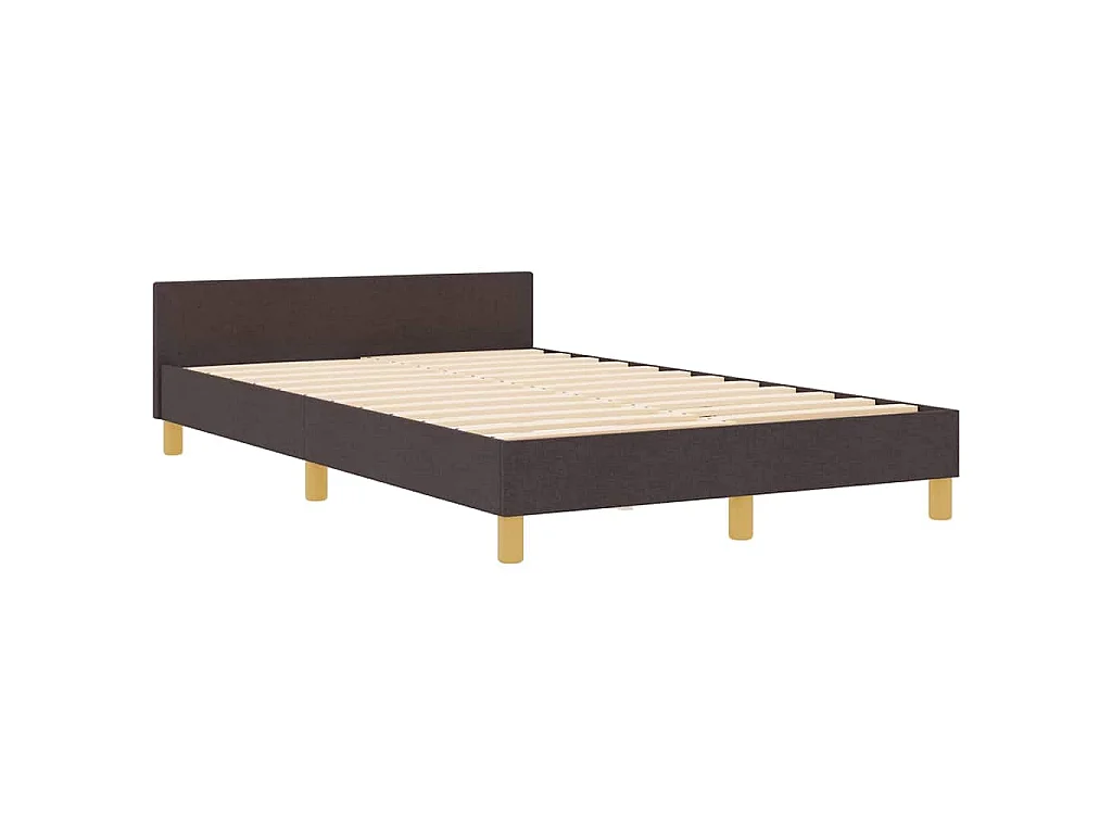 Cadre de lit avec tête de lit Marron foncé 120 x 200 cm tissu