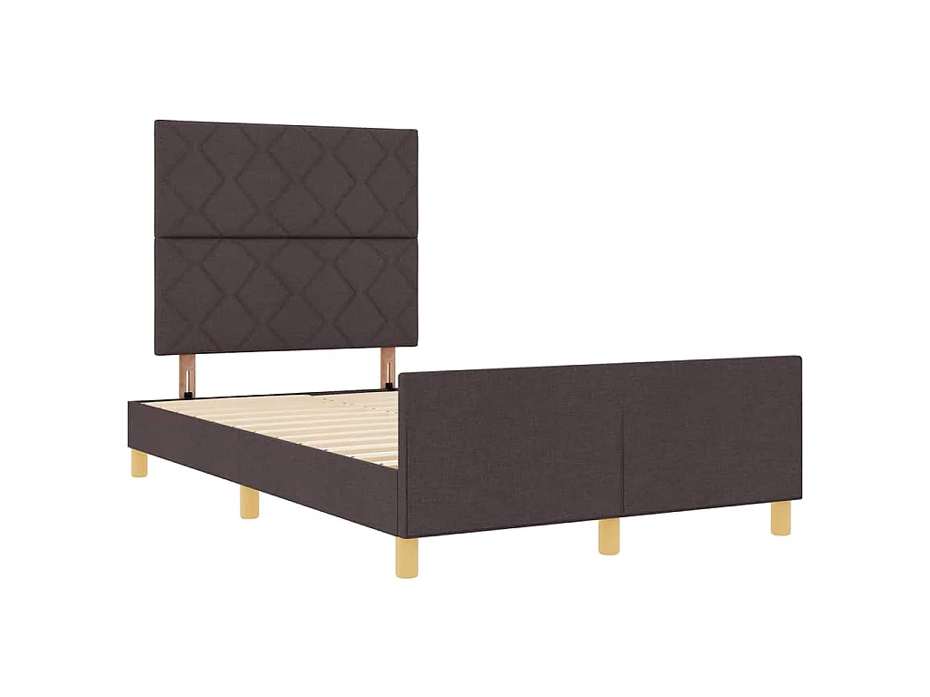 Cadre de lit avec tête de lit Marron foncé 120 x 200 cm tissu