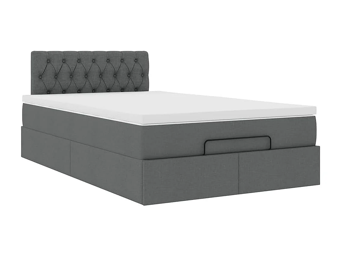 Pouf Letto con Materasso e LED Grigio Scuro 120x200 cm Tessuto
