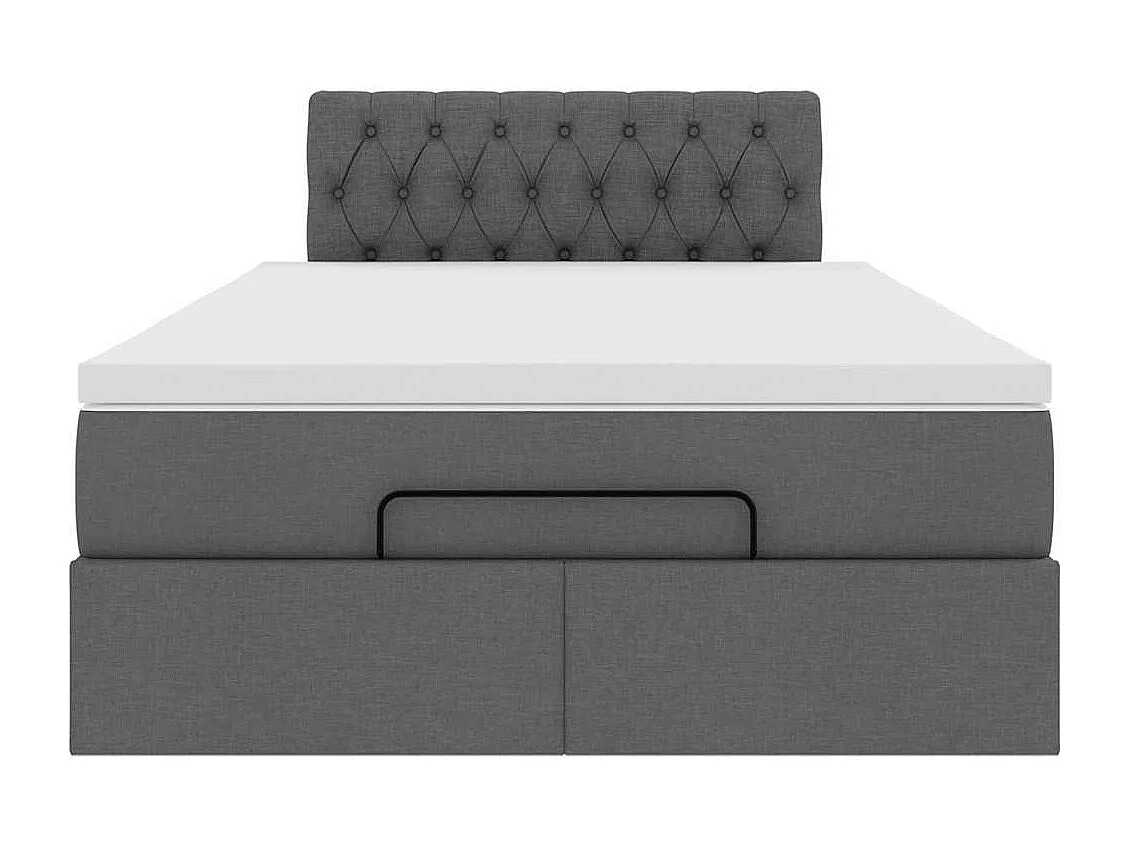 Pouf Letto con Materasso e LED Grigio Scuro 120x200 cm Tessuto
