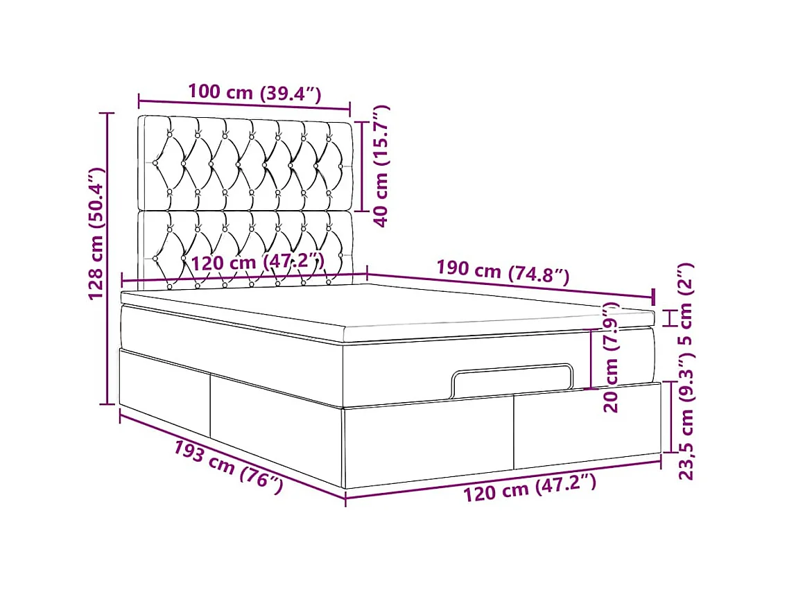 Ottoman-Bett mit Matratzen Dunkelgrün 120x190 cm Samt