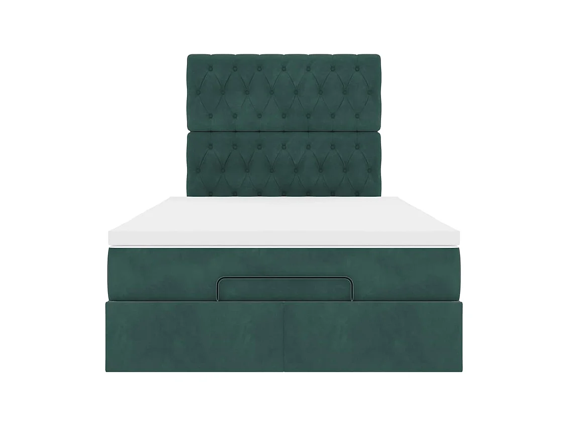 Ottoman-Bett mit Matratzen Dunkelgrün 120x190 cm Samt