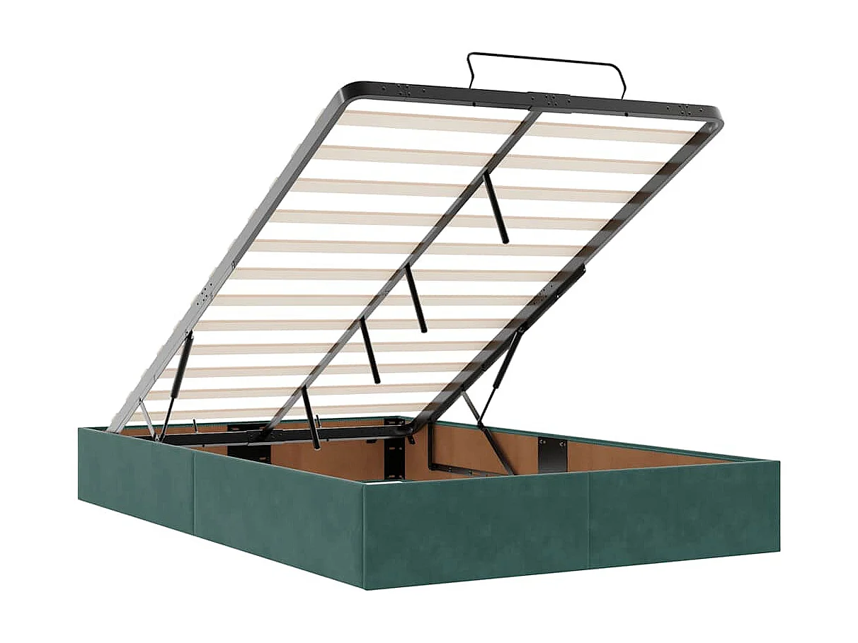 Ottoman-Bett mit Matratzen Dunkelgrün 120x190 cm Samt