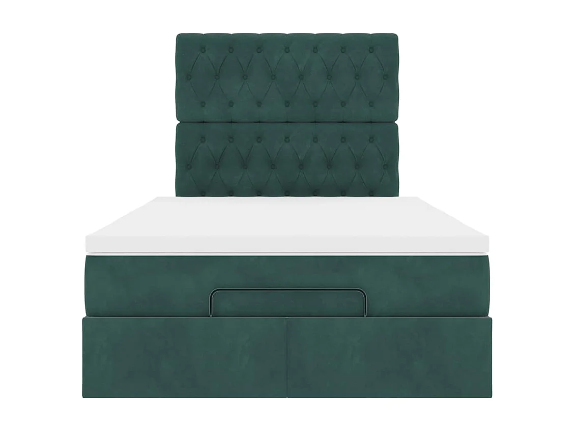 Ottoman-Bett mit Matratzen Dunkelgrün 120x190 cm Samt