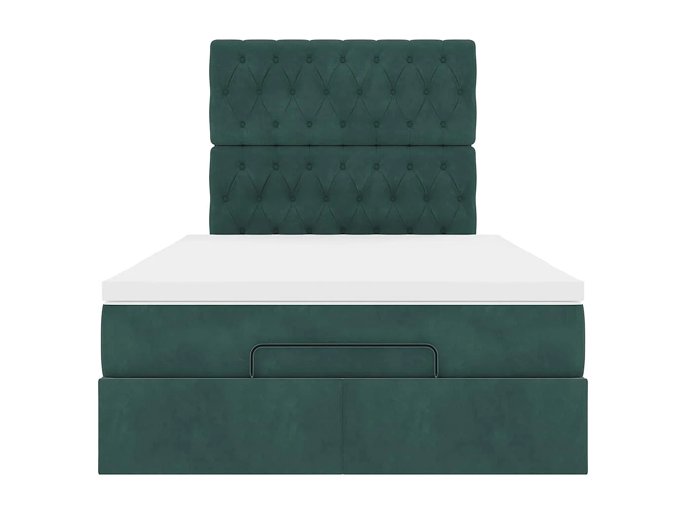 Estrutura de cama otomana com colchões verde escuro Veludo