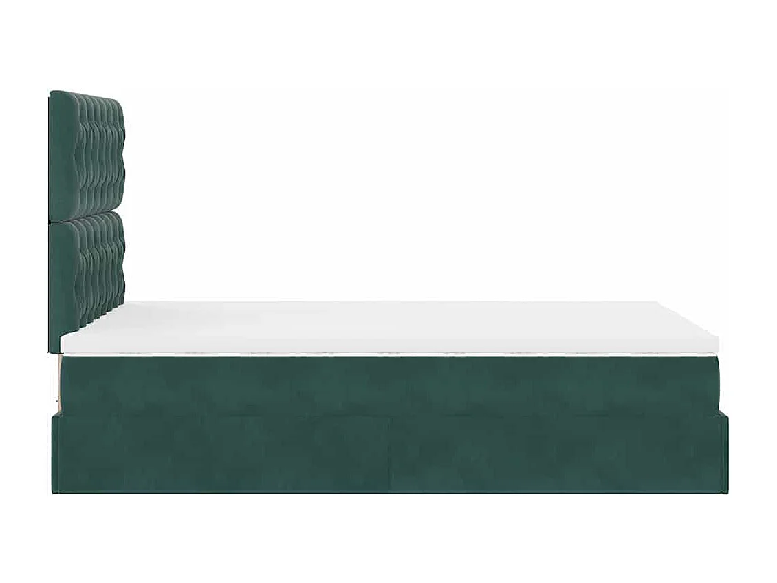 Estrutura de cama otomana com colchões verde escuro Veludo