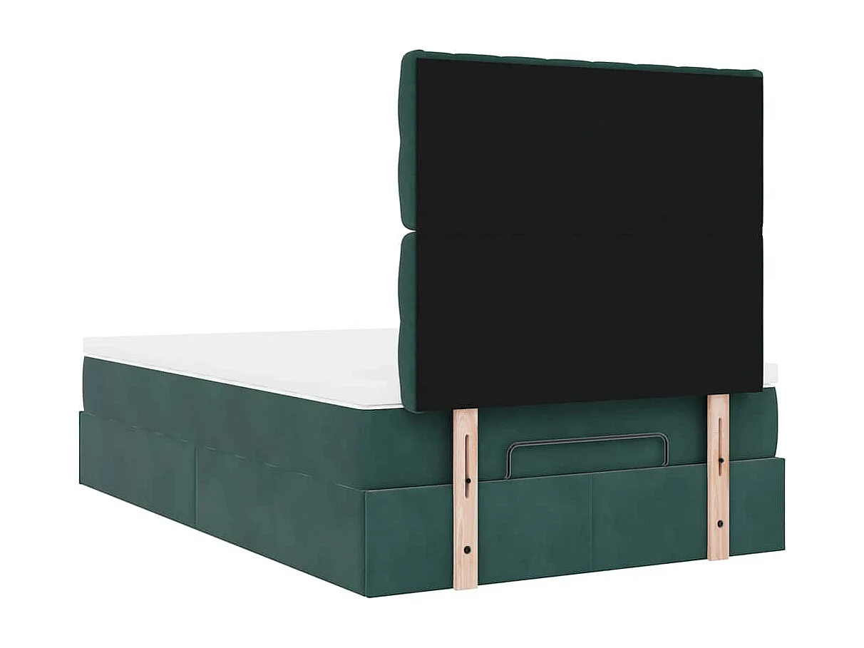 Estrutura de cama otomana com colchões verde escuro Veludo