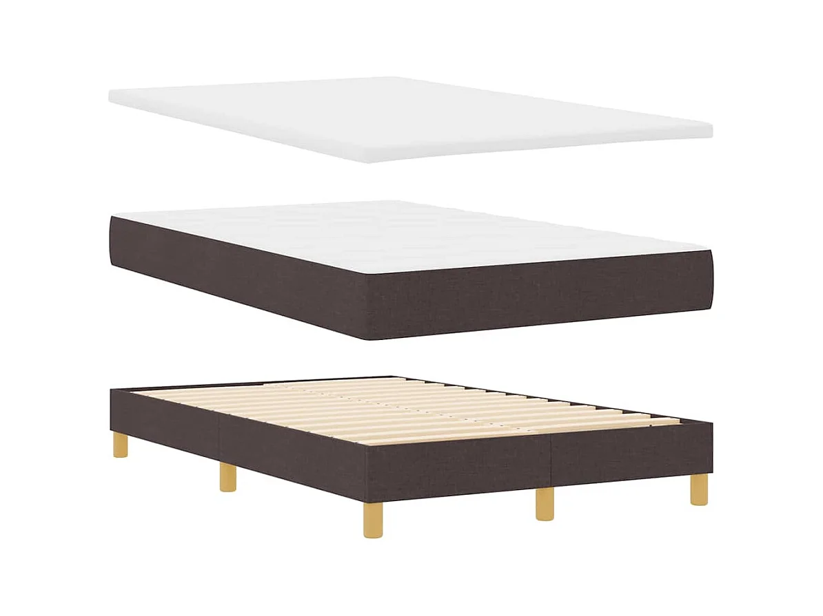 Lit boxspring avec matelas Marron foncé 120 x 200 cm tissu