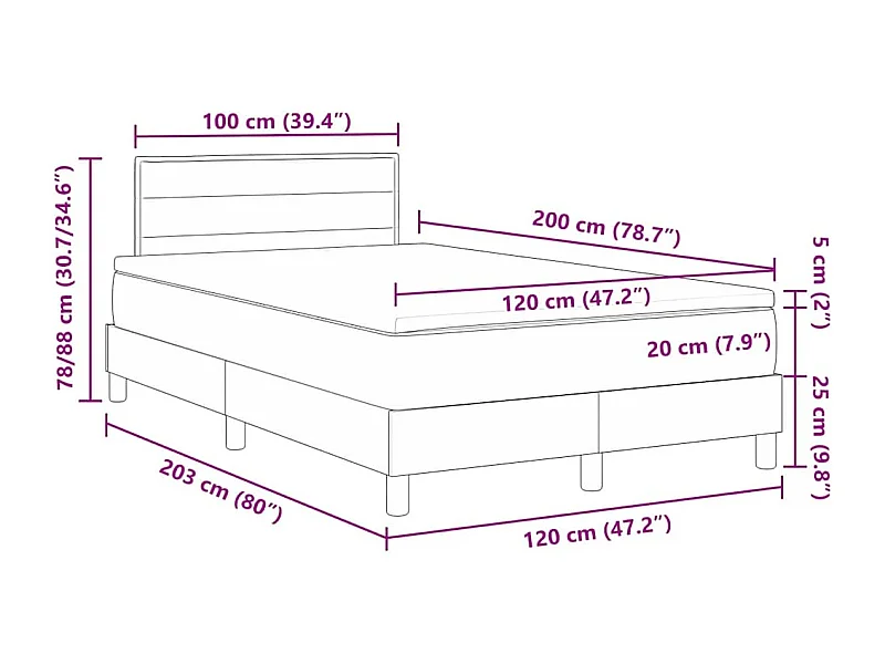 Boxspringbett mit Matratze Dunkelbraun 120 x 200 cm Stoff