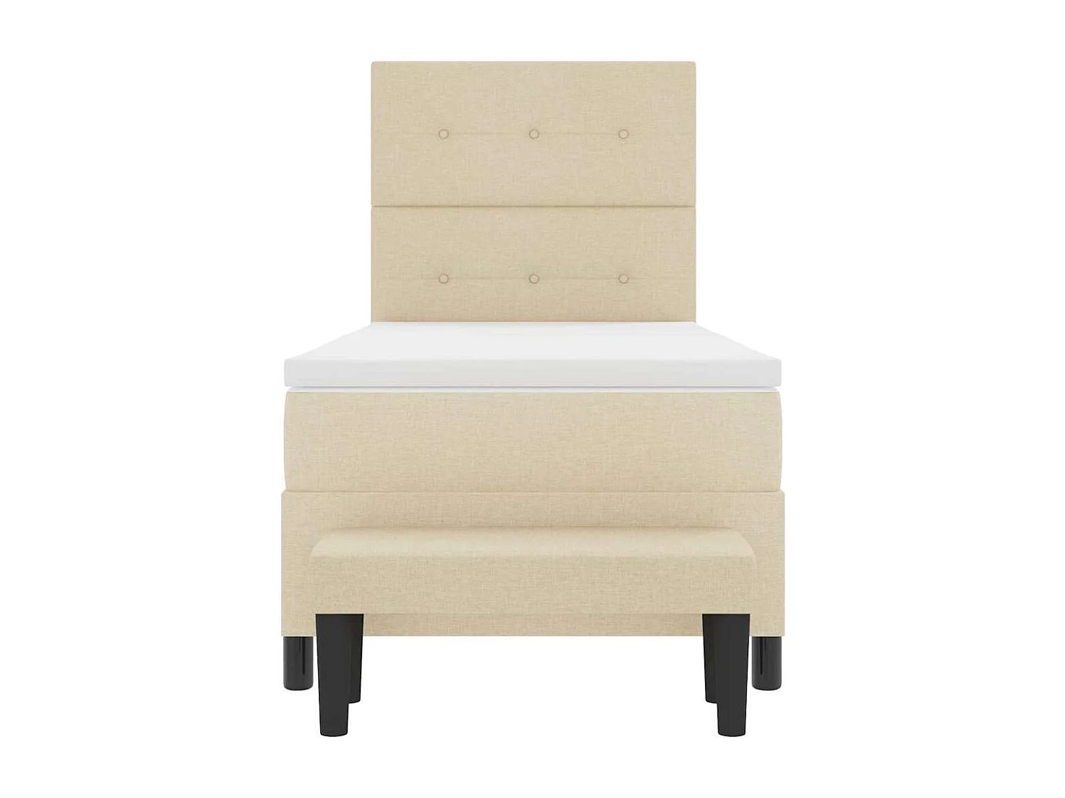 Lit à ressorts avec matelas Crème 100 x 200 cm tissu