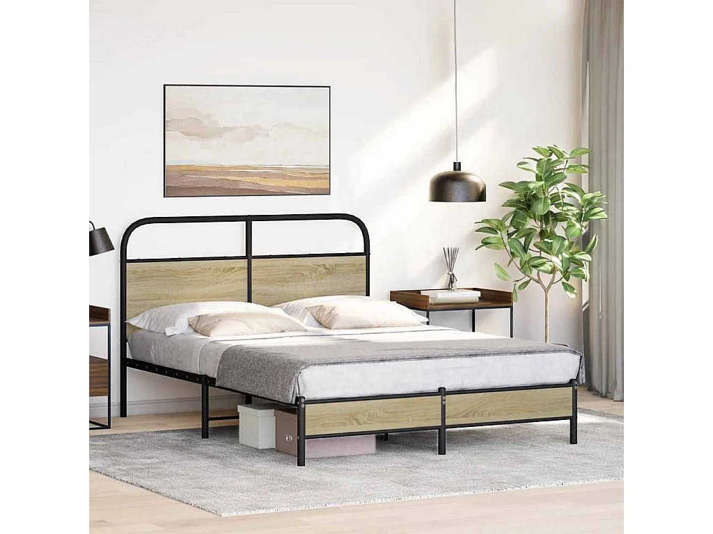 Cadre de lit sans matelas 120x190 cm cm chêne sonoma
