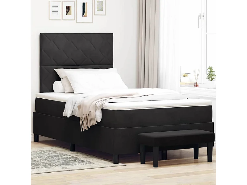 Lit à ressorts avec matelas Noir 120 x 200 cm Velours