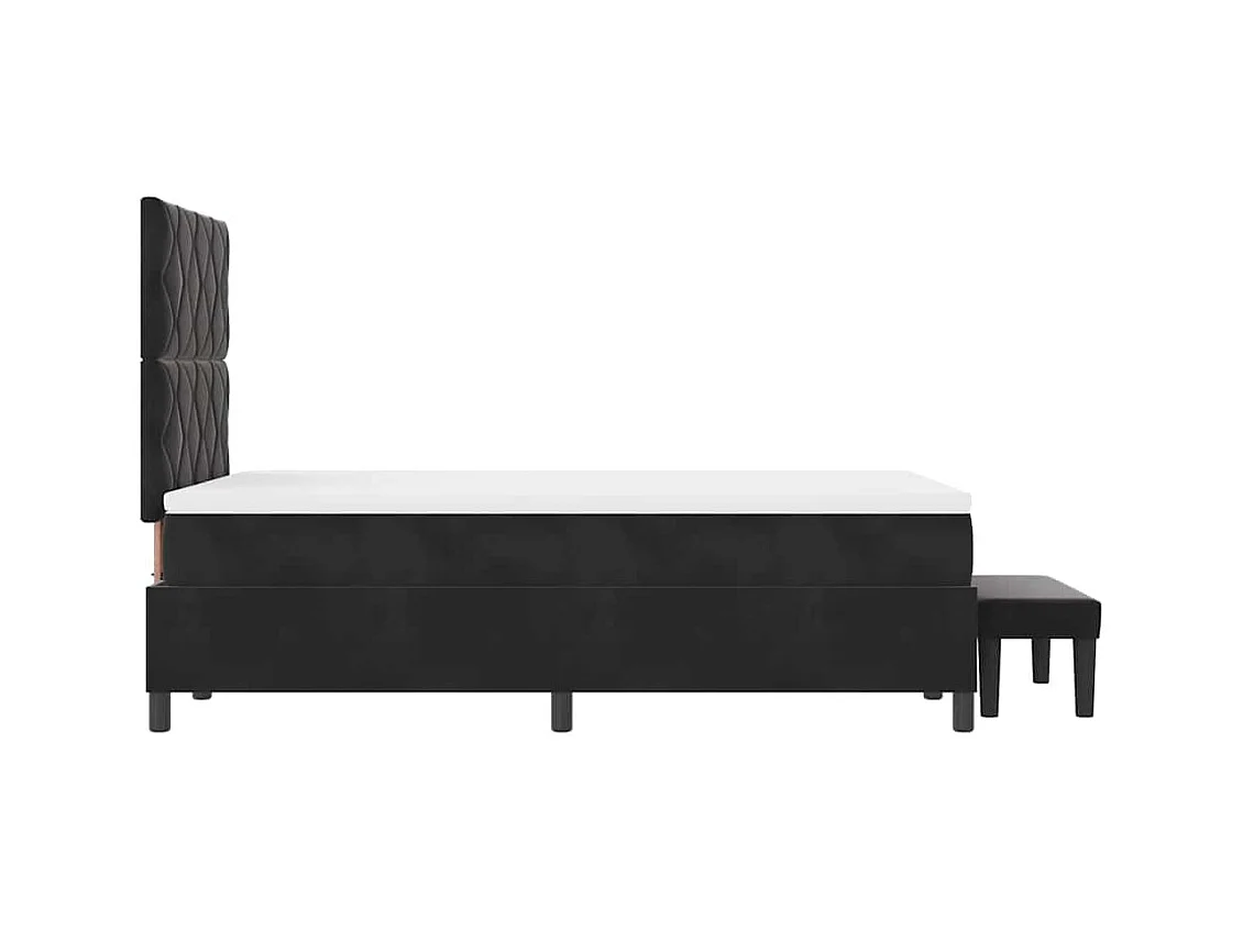Lit à ressorts avec matelas Noir 120 x 200 cm Velours