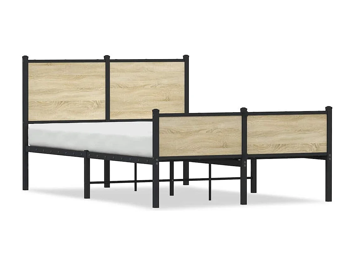 Cadre de lit en métal sans matelas chêne sonoma 120x200 cm