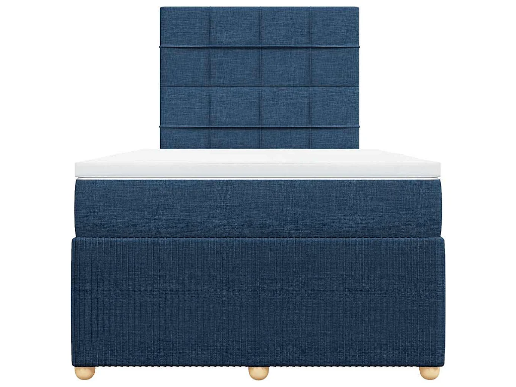 Cama box spring con colchón tela azul 120x200 cm