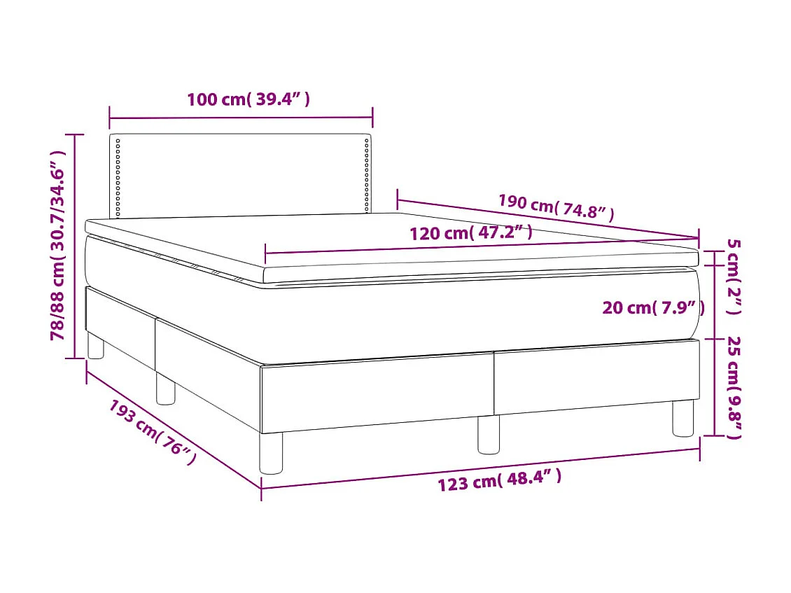 Boxspring met matras fluweel roze 120x190 cm