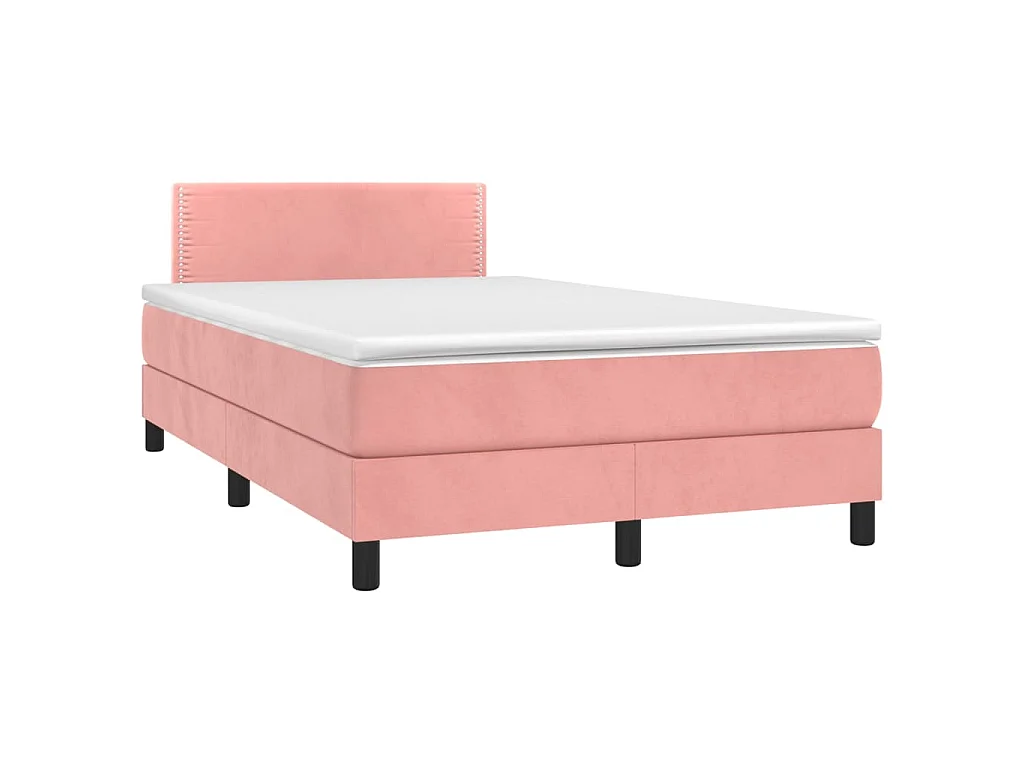 Sommier à lattes de lit avec matelas rose 120x190 cm velours