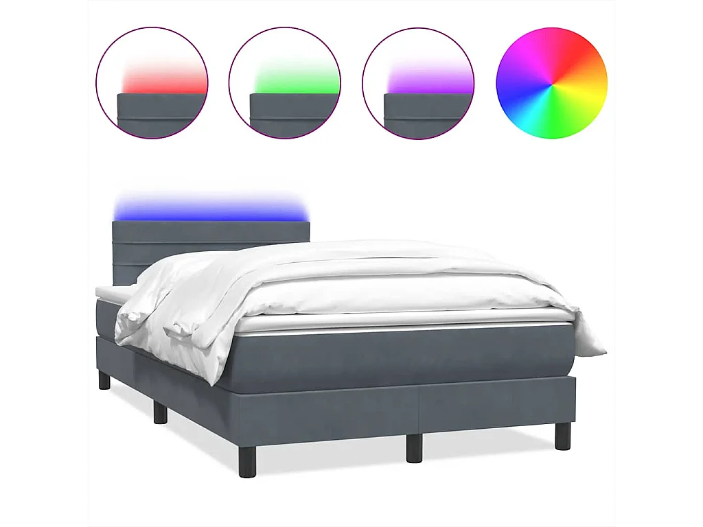 Boxspringbett mit Matratze & LED Dunkelgrau 120x210 cm Samt
