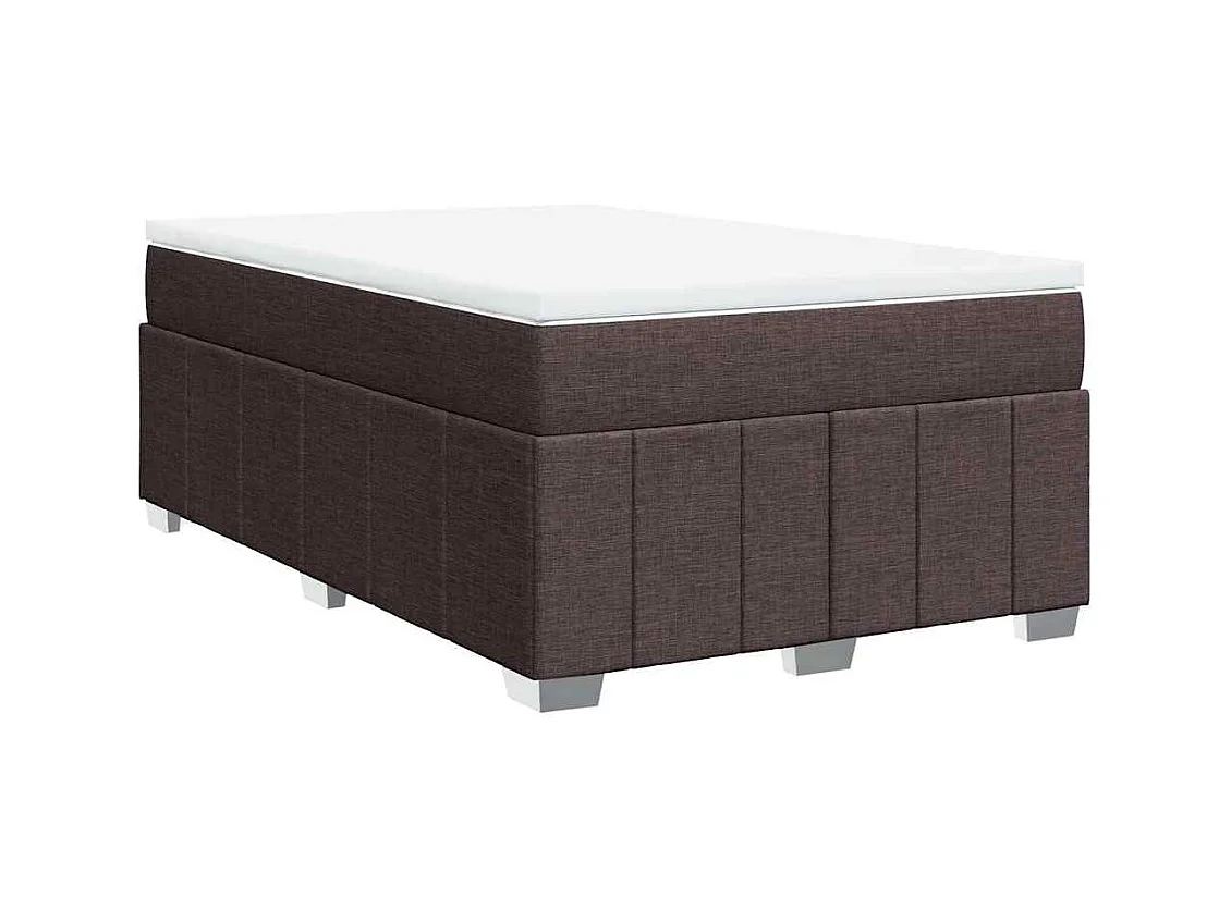 Cama box spring con colchón tela marrón oscuro 120x200 cm