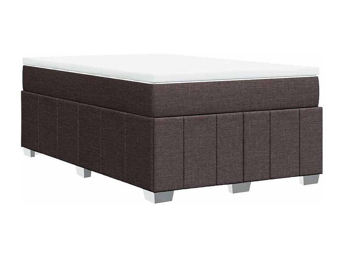 Cama box spring con colchón tela marrón oscuro 120x200 cm