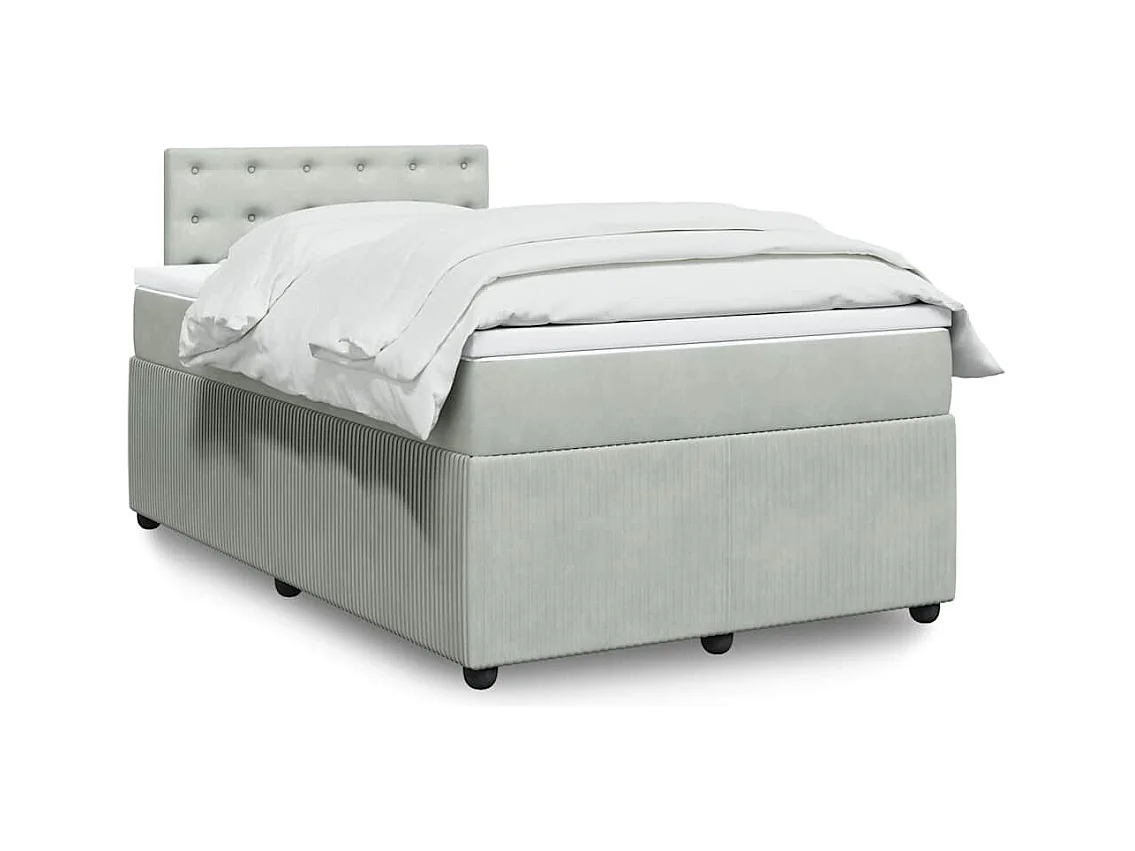 Cama boxspring com colchão 120x190 cm veludo cinzento-claro